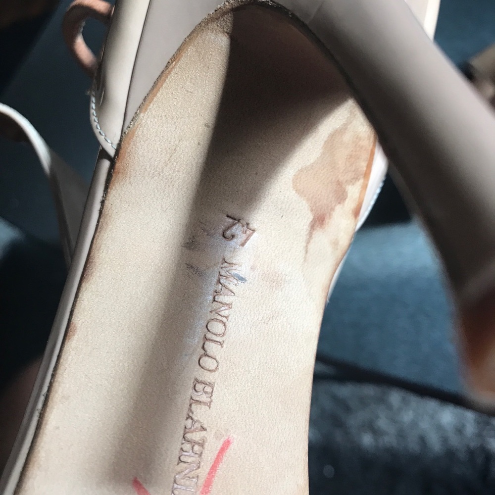 Manolo Blahnik Crossover nude strappy heels